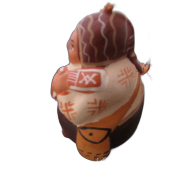 Peruvian Clay art bell ten thousand villages handmade guitar player folk art - Picture 5 of 7